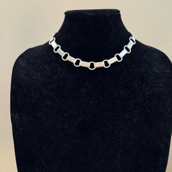 Rare sterling silver Versani necklace Avant Garde modernist chain - Picture 4 of 17